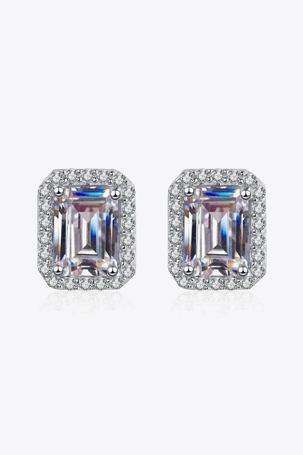 Baeful 1 Carat Moissanite Rhodium-Plated Square Stud Earrings