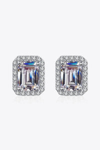 Baeful 1 Carat Moissanite Rhodium-Plated Square Stud Earrings