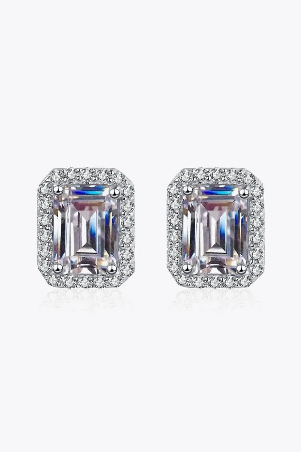 1 Carat Moissanite Square Stud Earrings