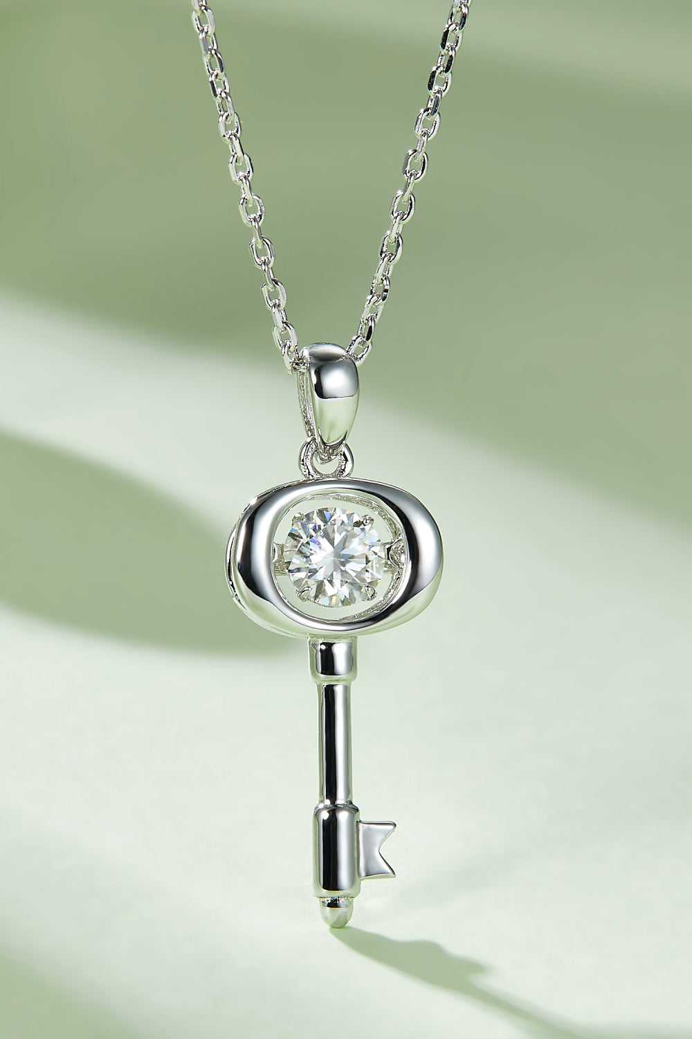 Baeful Moissanite Key Pendant Necklace