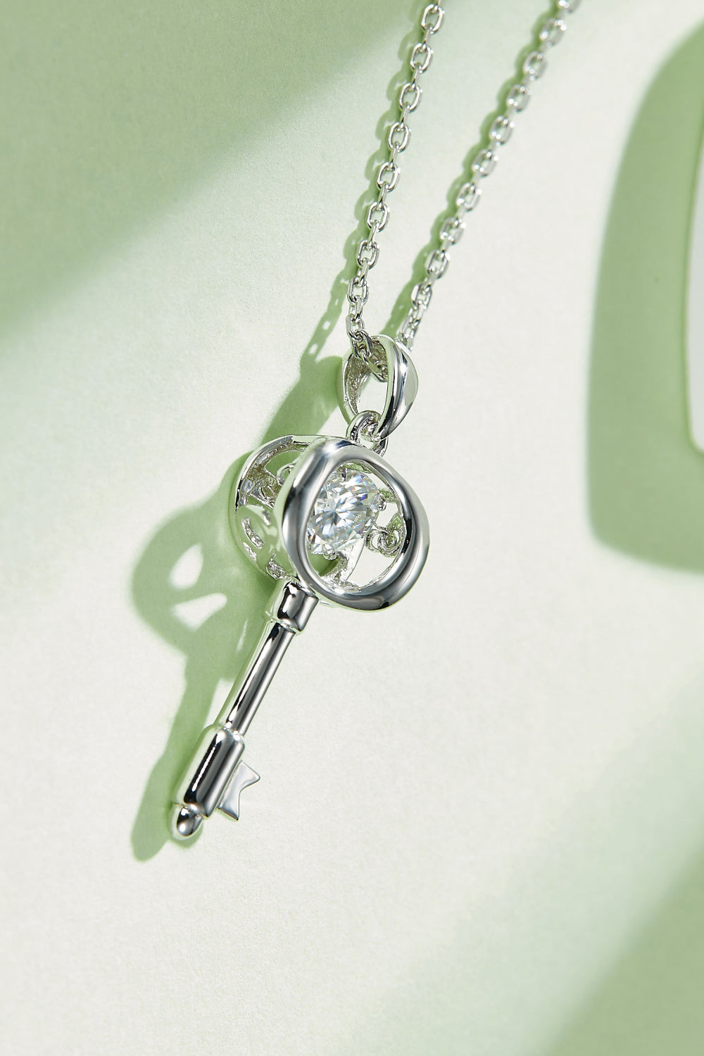 Baeful Moissanite Key Pendant Necklace