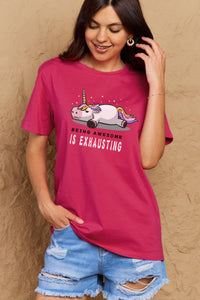 Full Size BEING AWESOME IS EXHAUSTING Graphic Cotton Tee