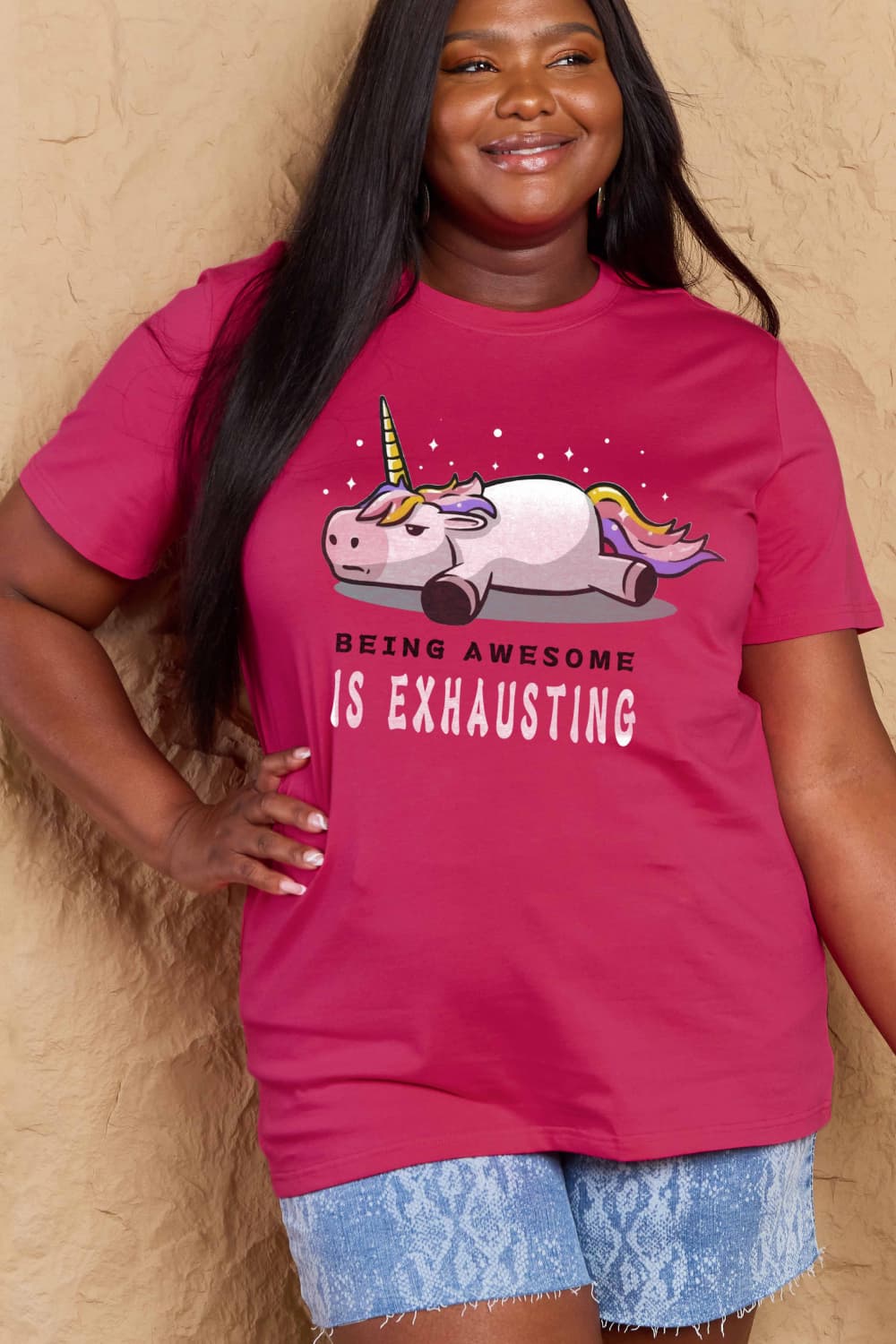 Full Size BEING AWESOME IS EXHAUSTING Graphic Cotton Tee