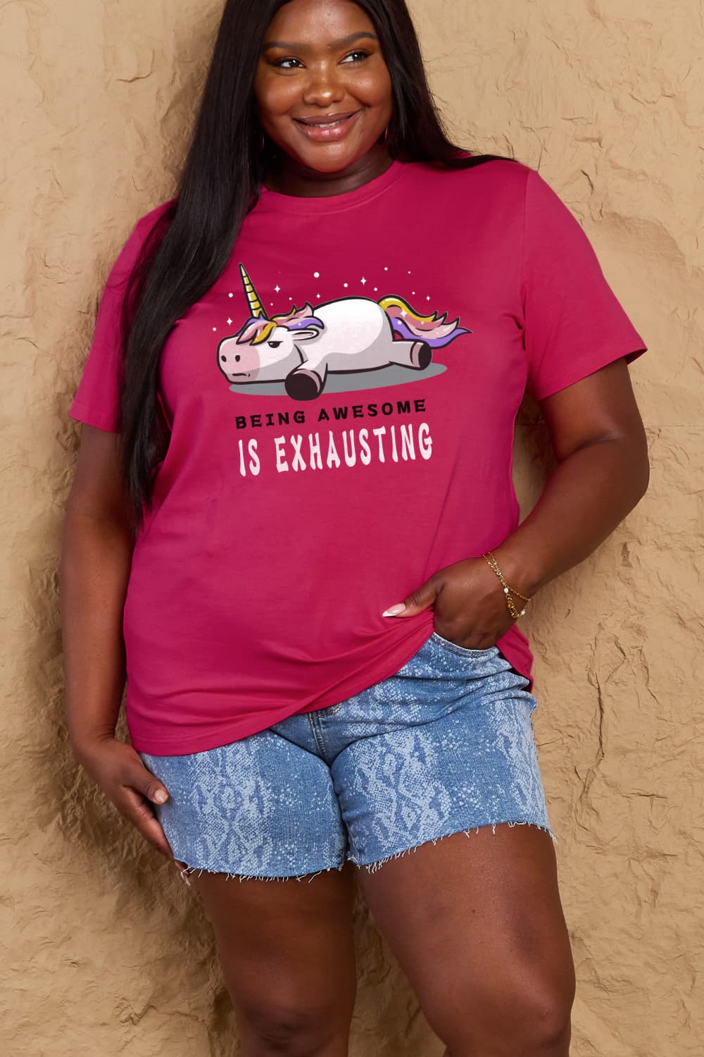 Full Size BEING AWESOME IS EXHAUSTING Graphic Cotton Tee