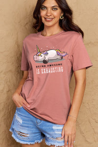 Full Size BEING AWESOME IS EXHAUSTING Graphic Cotton Tee