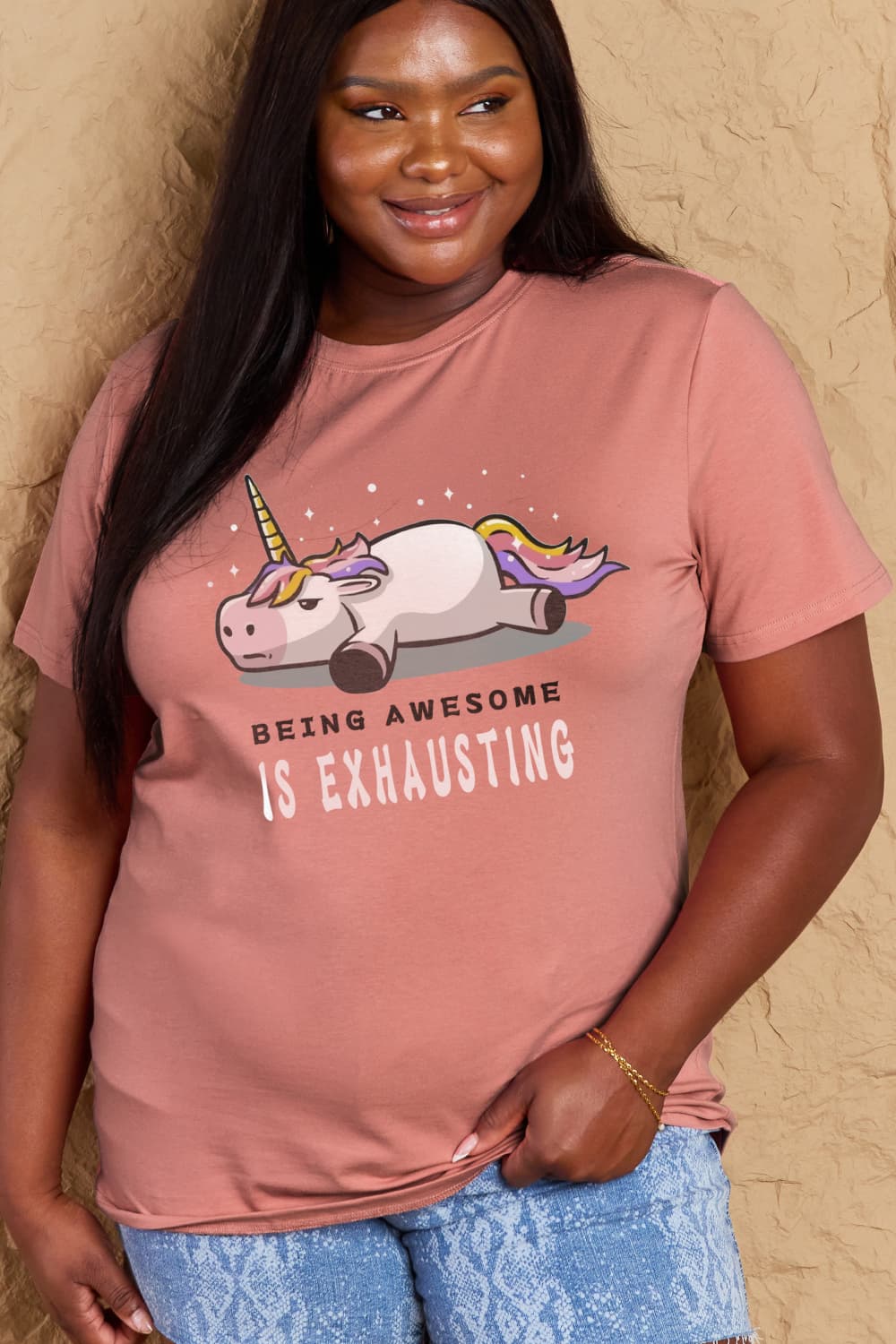 Full Size BEING AWESOME IS EXHAUSTING Graphic Cotton Tee