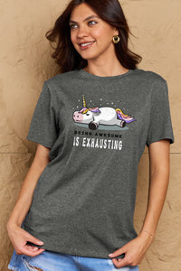 Full Size BEING AWESOME IS EXHAUSTING Graphic Cotton Tee