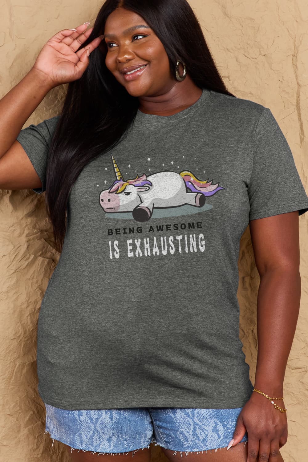 Full Size BEING AWESOME IS EXHAUSTING Graphic Cotton Tee