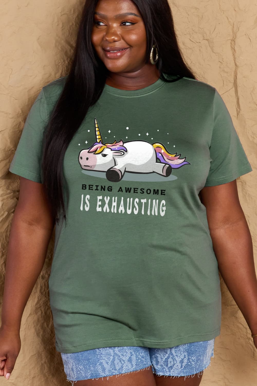 Full Size BEING AWESOME IS EXHAUSTING Graphic Cotton Tee