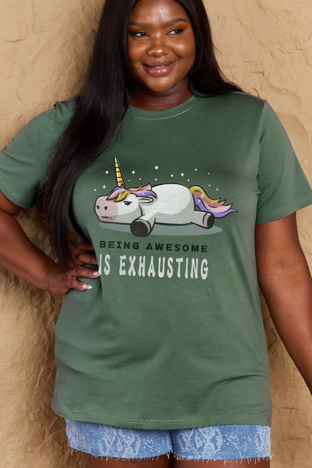 Full Size BEING AWESOME IS EXHAUSTING Graphic Cotton Tee