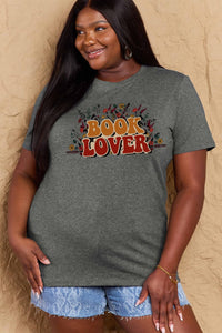 Full Size BOOK LOVER Graphic Cotton Tee