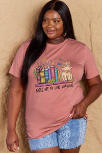 Full Size BOOKS ARE MY LOVE LANGUAGE Graphic Cotton Tee