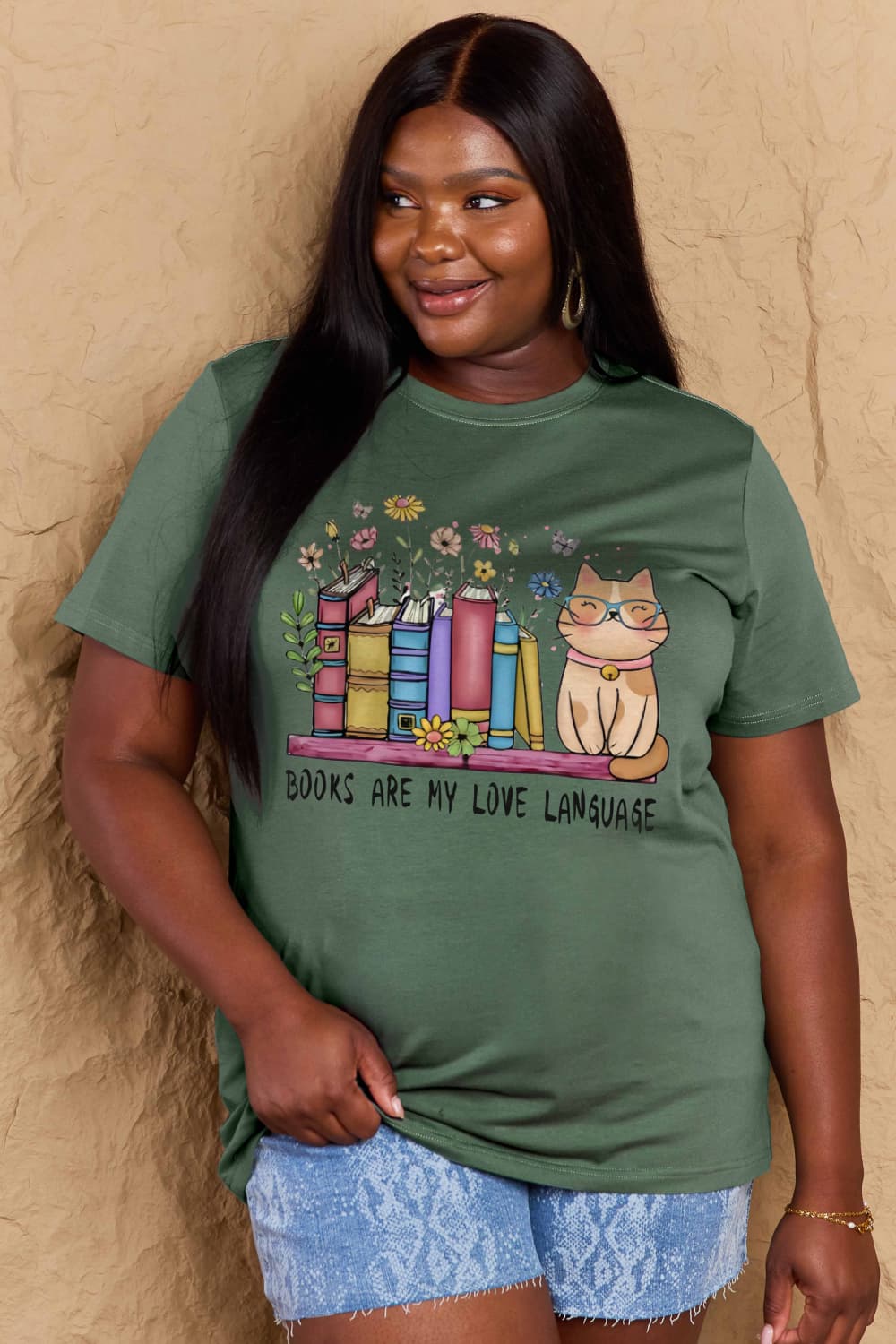 Full Size BOOKS ARE MY LOVE LANGUAGE Graphic Cotton Tee