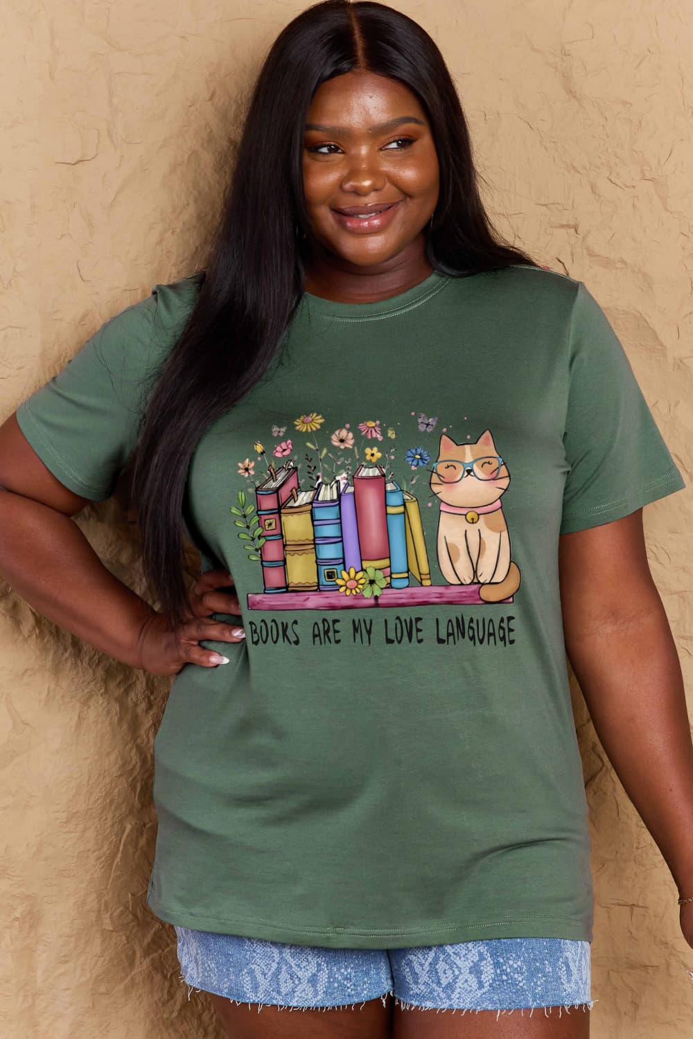 Full Size BOOKS ARE MY LOVE LANGUAGE Graphic Cotton Tee