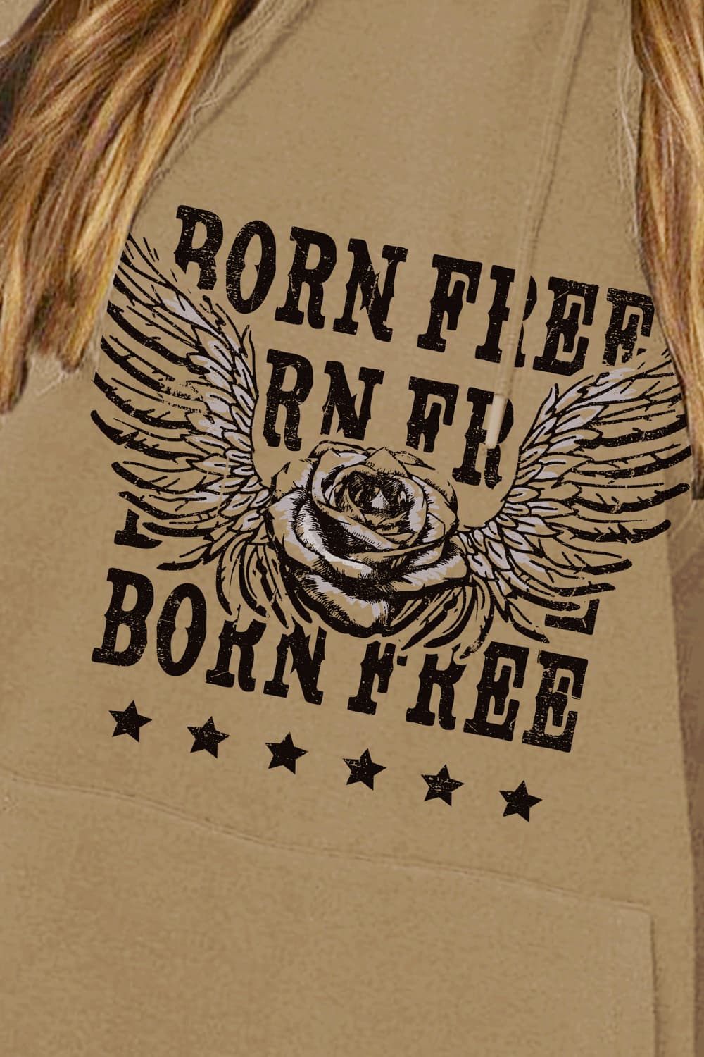 Full Size BORN FREE Graphic Hoodie