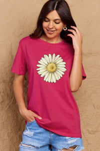 Full Size FLOWER Graphic Cotton Tee