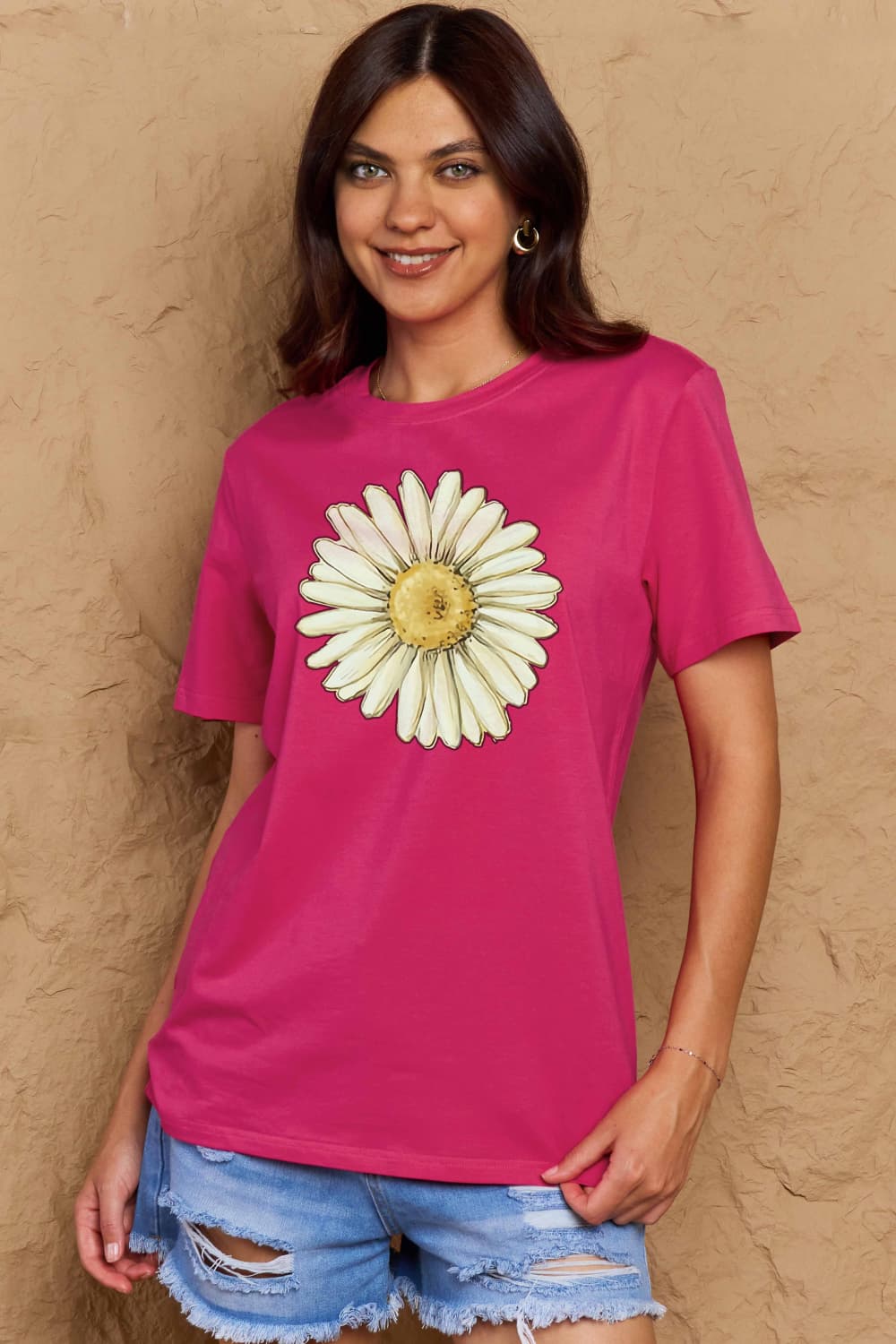 Full Size FLOWER Graphic Cotton Tee