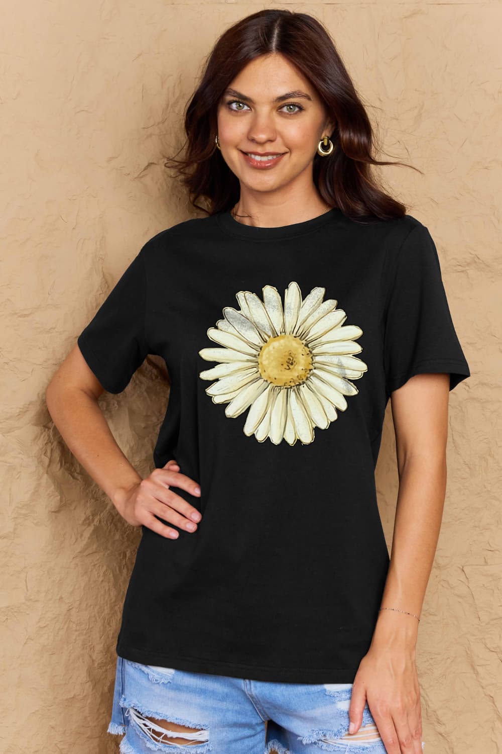 Full Size FLOWER Graphic Cotton Tee