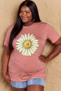 Full Size FLOWER Graphic Cotton Tee