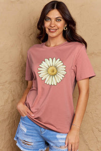 Full Size FLOWER Graphic Cotton Tee