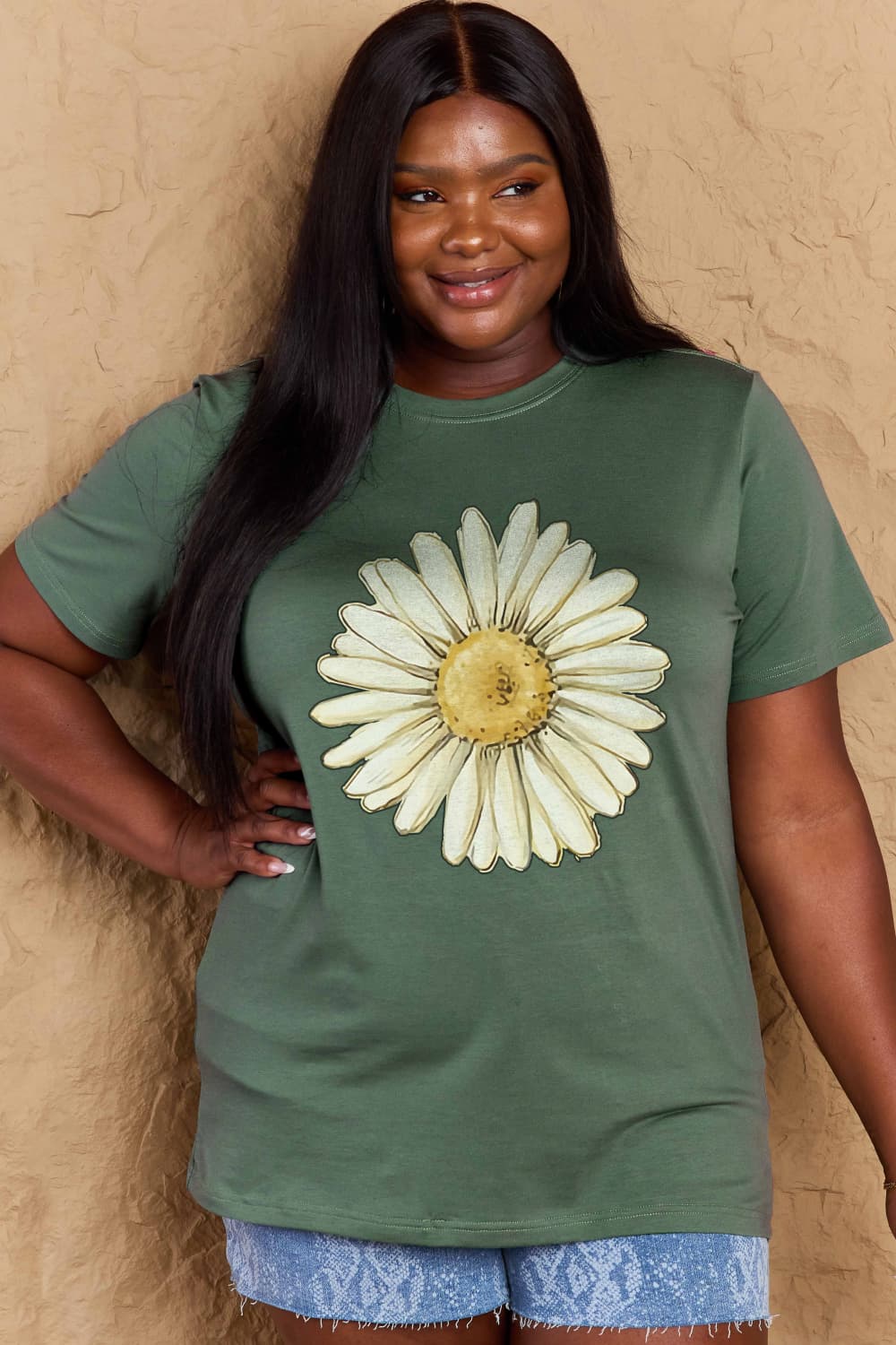 Full Size FLOWER Graphic Cotton Tee