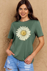 Full Size FLOWER Graphic Cotton Tee