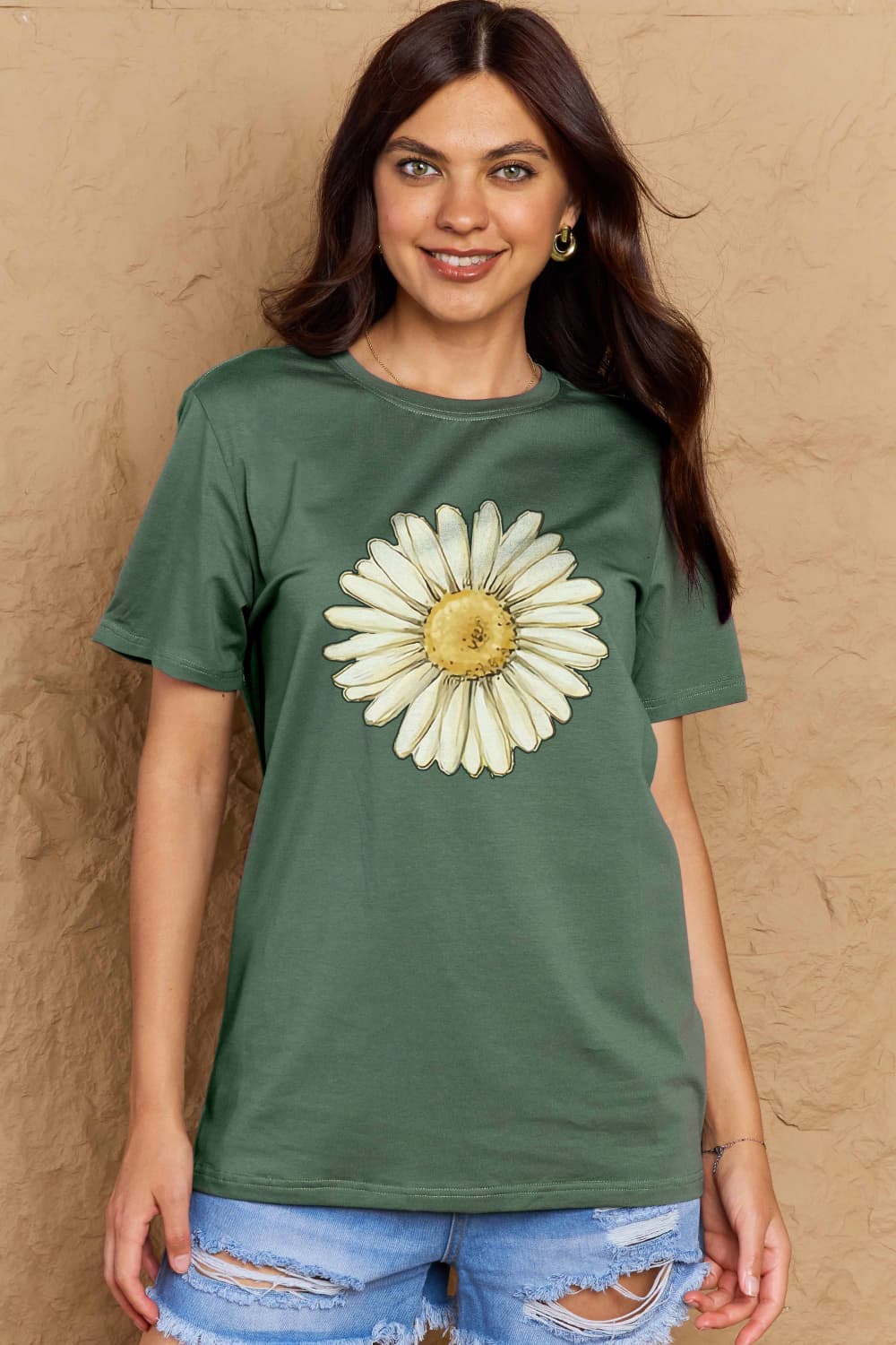 Full Size FLOWER Graphic Cotton Tee