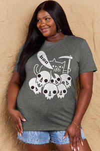 Full Size Graphic BOO Cotton T-Shirt