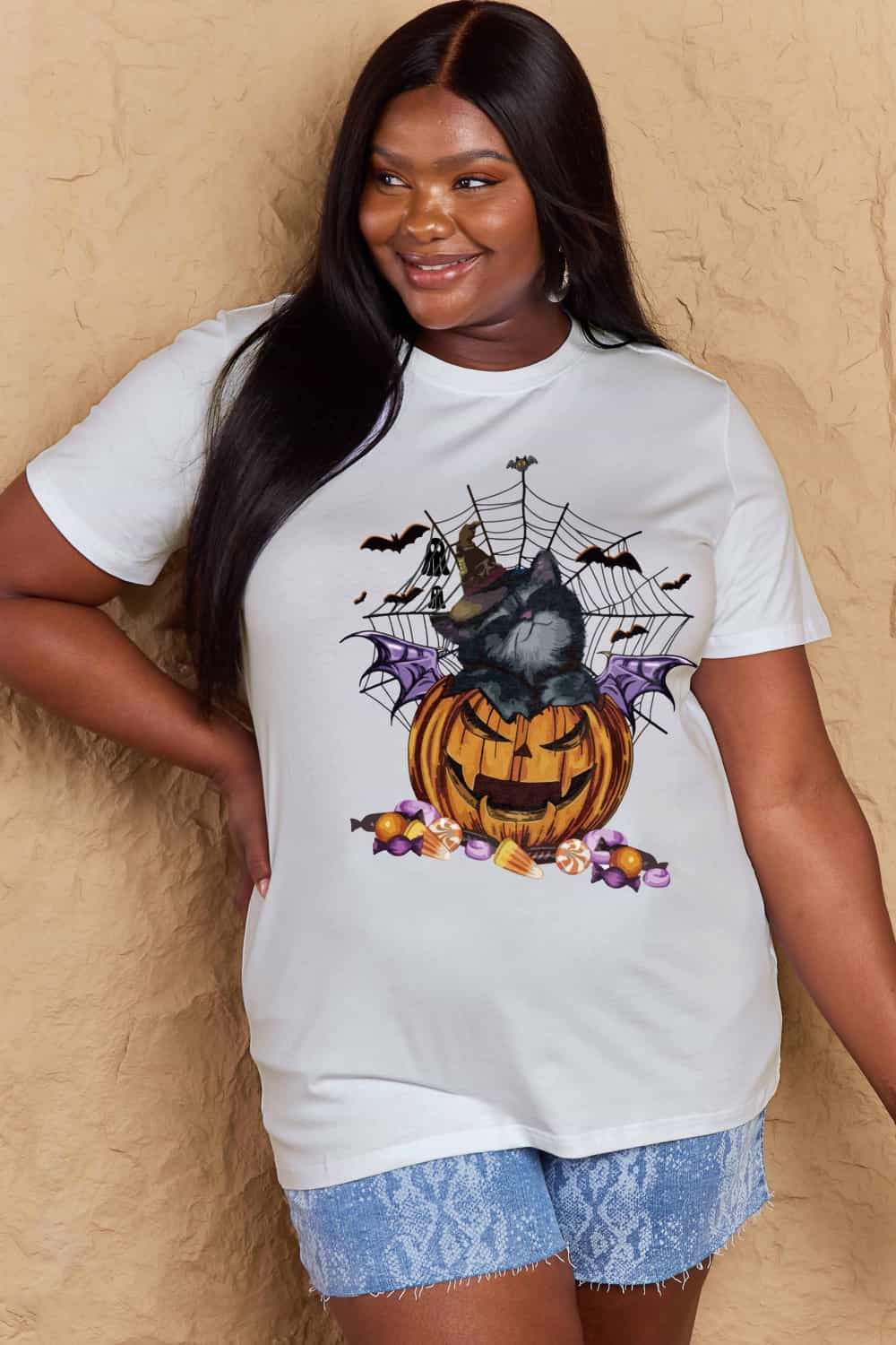 Full Size Jack-O'-Lantern Graphic T-Shirt