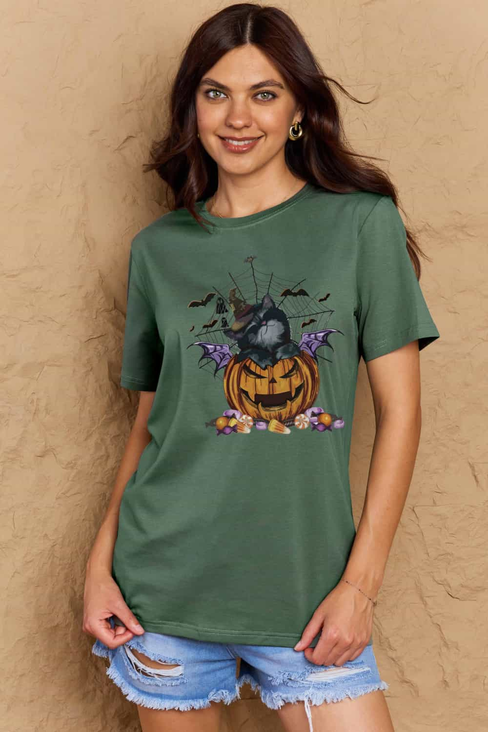 Full Size Jack-O'-Lantern Graphic T-Shirt