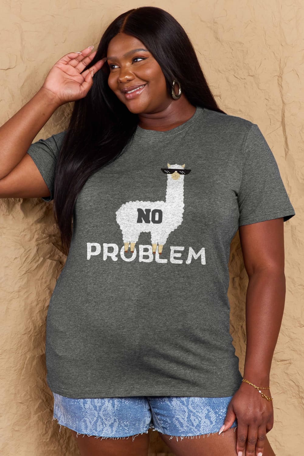 Full Size NO PROBLEM Graphic Cotton Tee