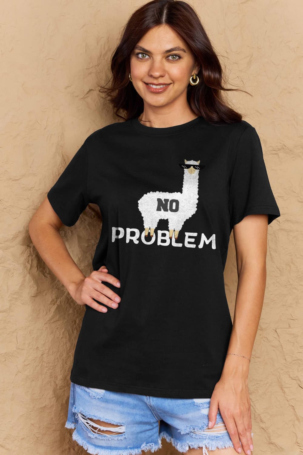 Full Size NO PROBLEM Graphic Cotton Tee