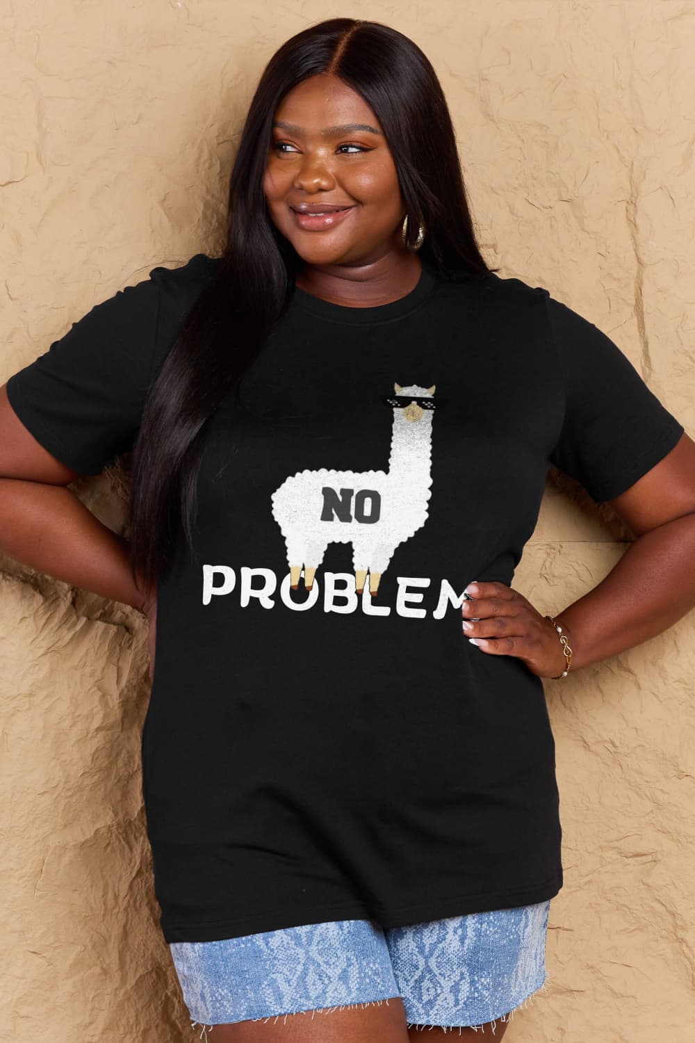 Full Size NO PROBLEM Graphic Cotton Tee