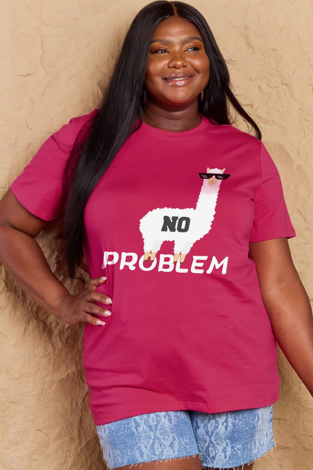 Full Size NO PROBLEM Graphic Cotton Tee