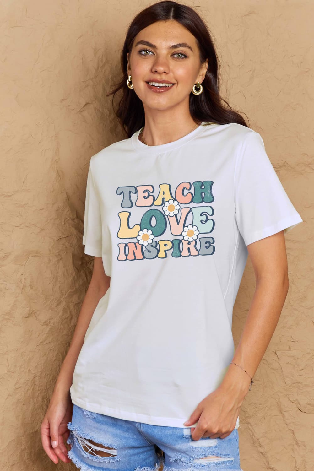 Full Size TEACH LOVE INSPIRE Graphic Cotton T-Shirt