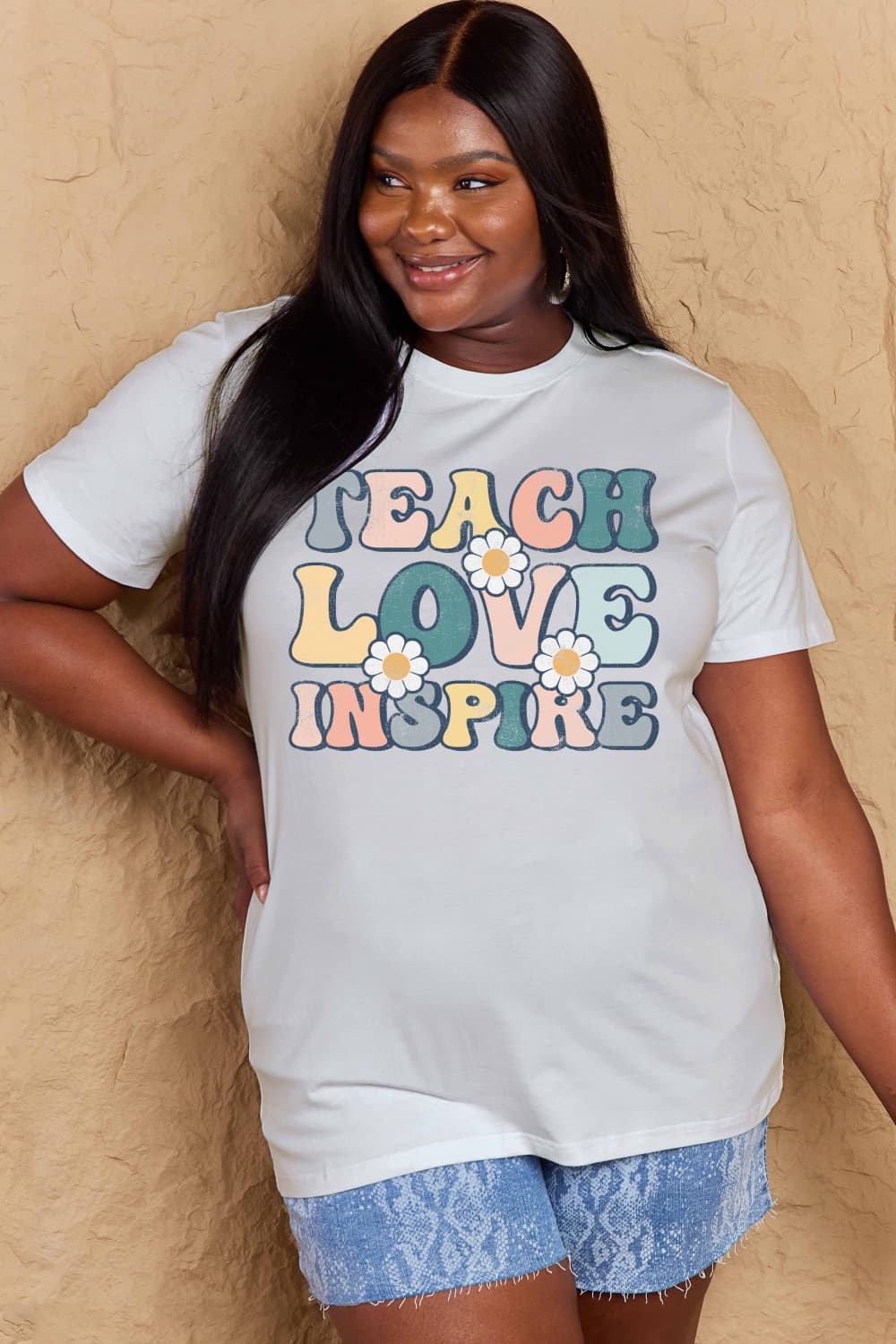 Full Size TEACH LOVE INSPIRE Graphic Cotton T-Shirt