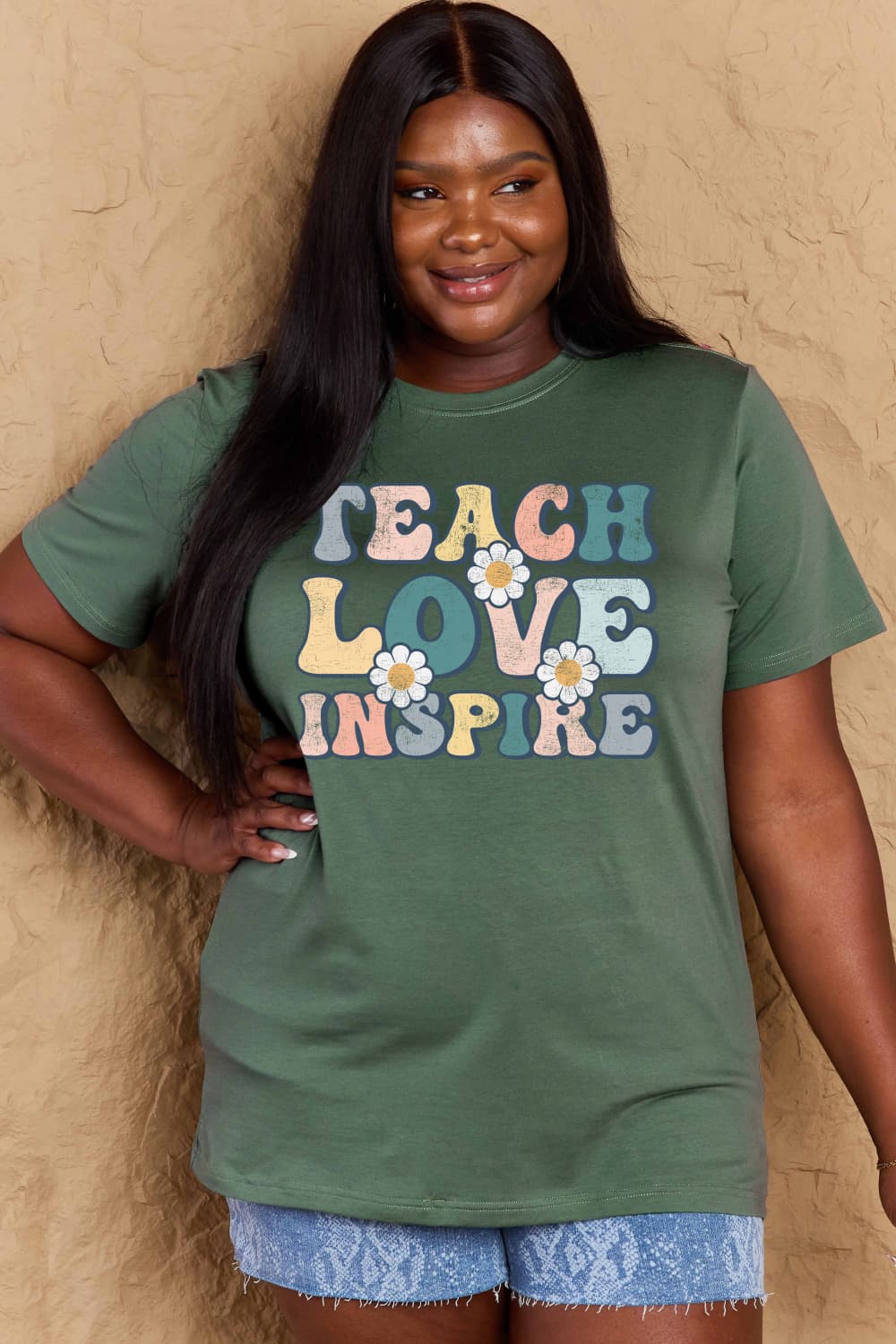 Full Size TEACH LOVE INSPIRE Graphic Cotton T-Shirt