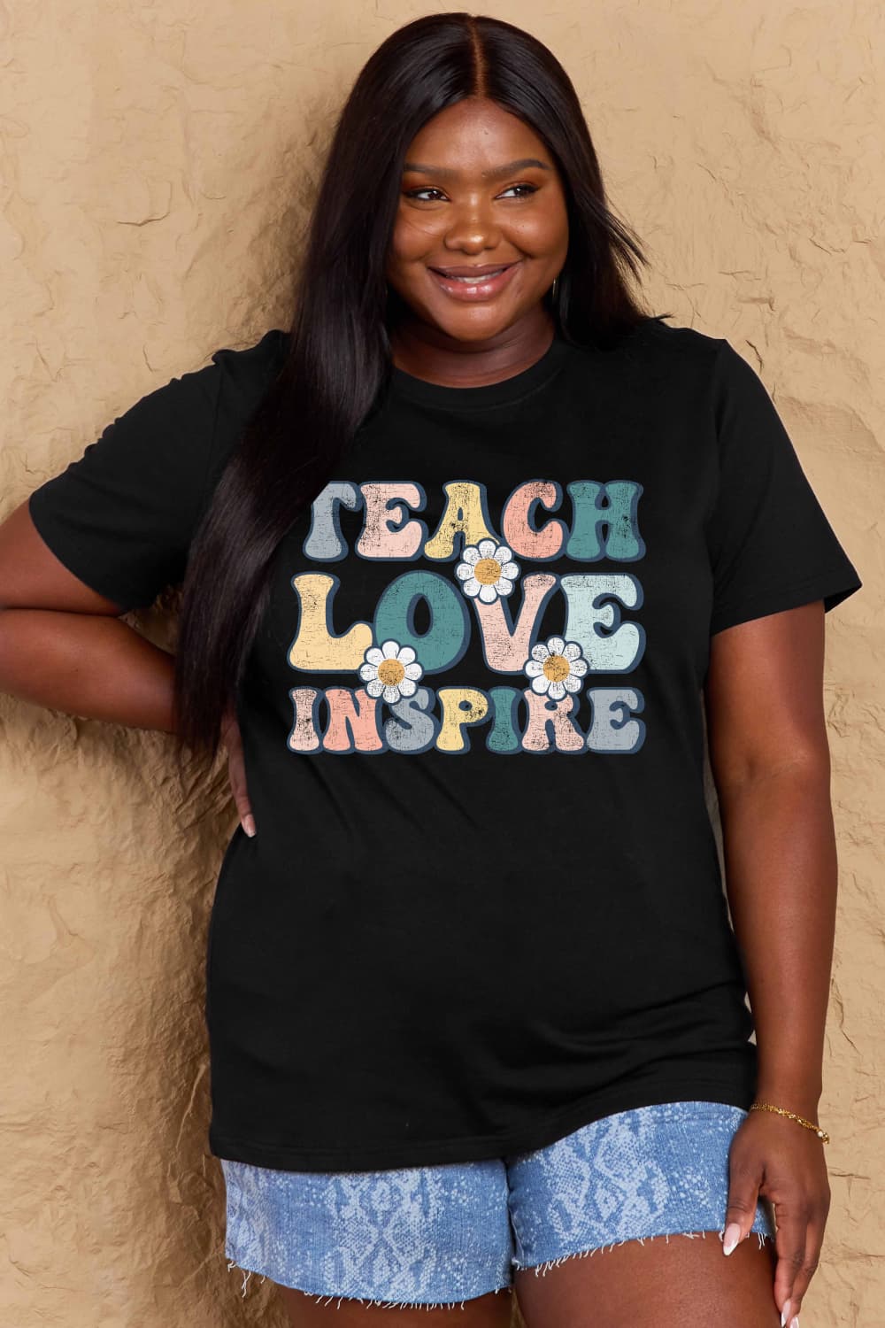 Full Size TEACH LOVE INSPIRE Graphic Cotton T-Shirt