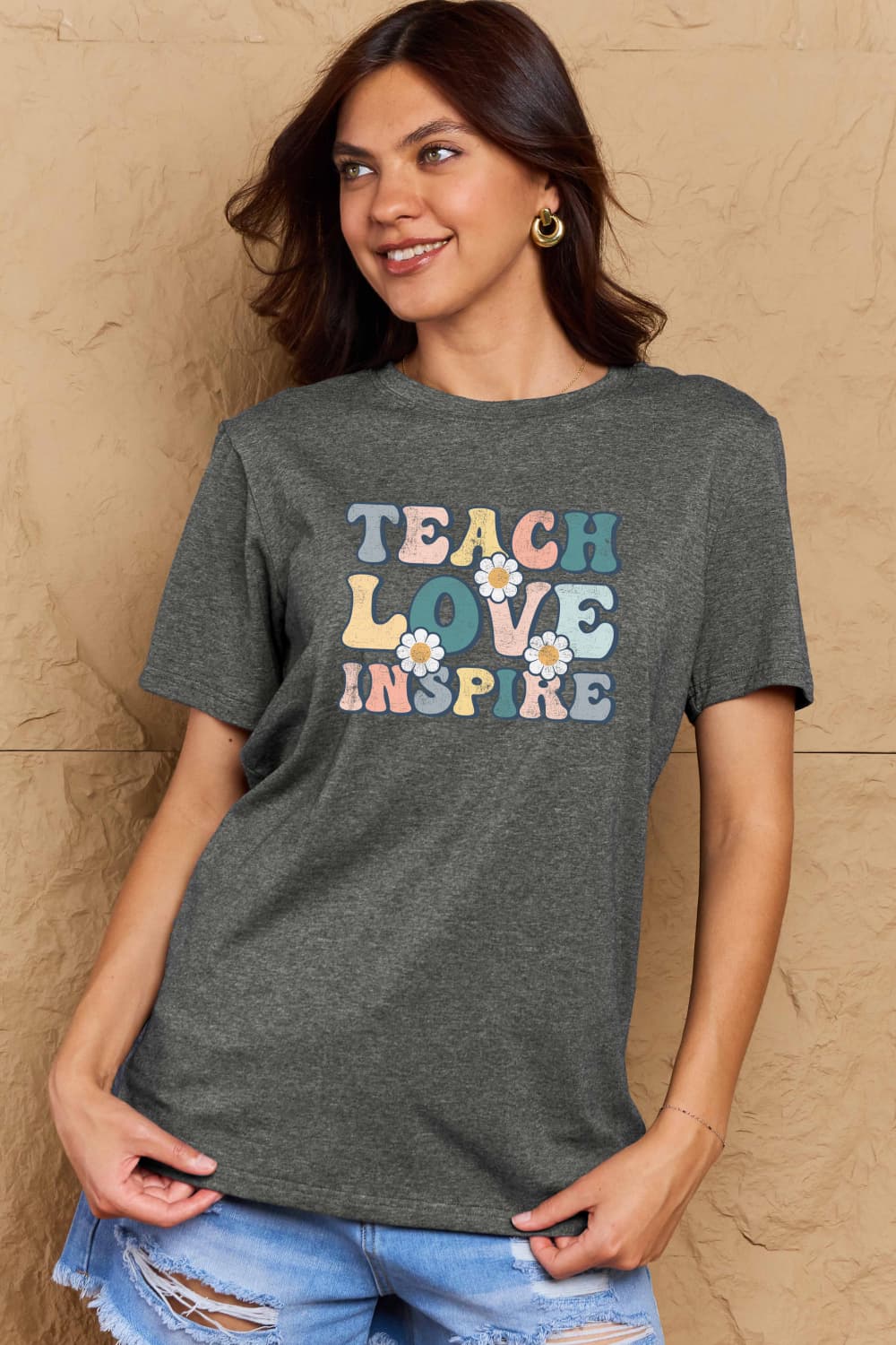 Full Size TEACH LOVE INSPIRE Graphic Cotton T-Shirt