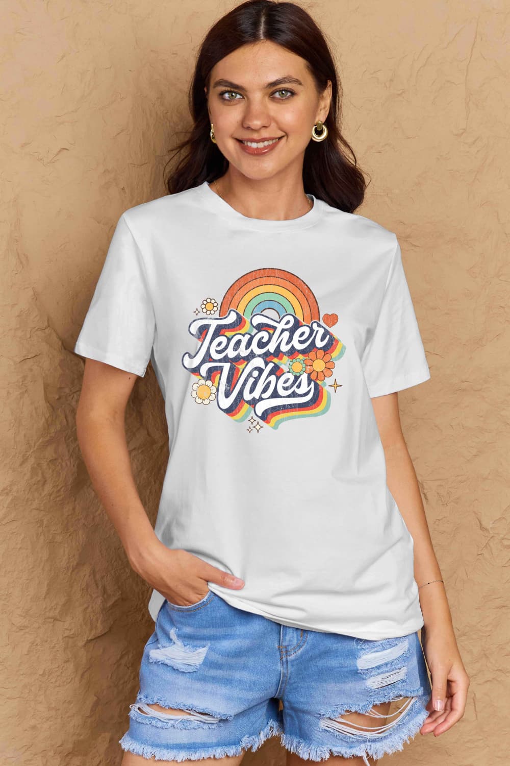 Full Size TEACHER VIBES Graphic Cotton T-Shirt