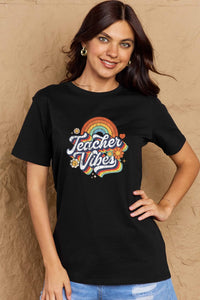 Full Size TEACHER VIBES Graphic Cotton T-Shirt