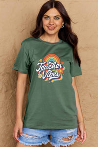 Full Size TEACHER VIBES Graphic Cotton T-Shirt