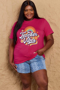 Full Size TEACHER VIBES Graphic Cotton T-Shirt