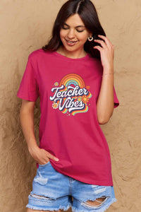 Full Size TEACHER VIBES Graphic Cotton T-Shirt