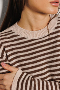 Striped Round Neck Long Sleeve Sweater