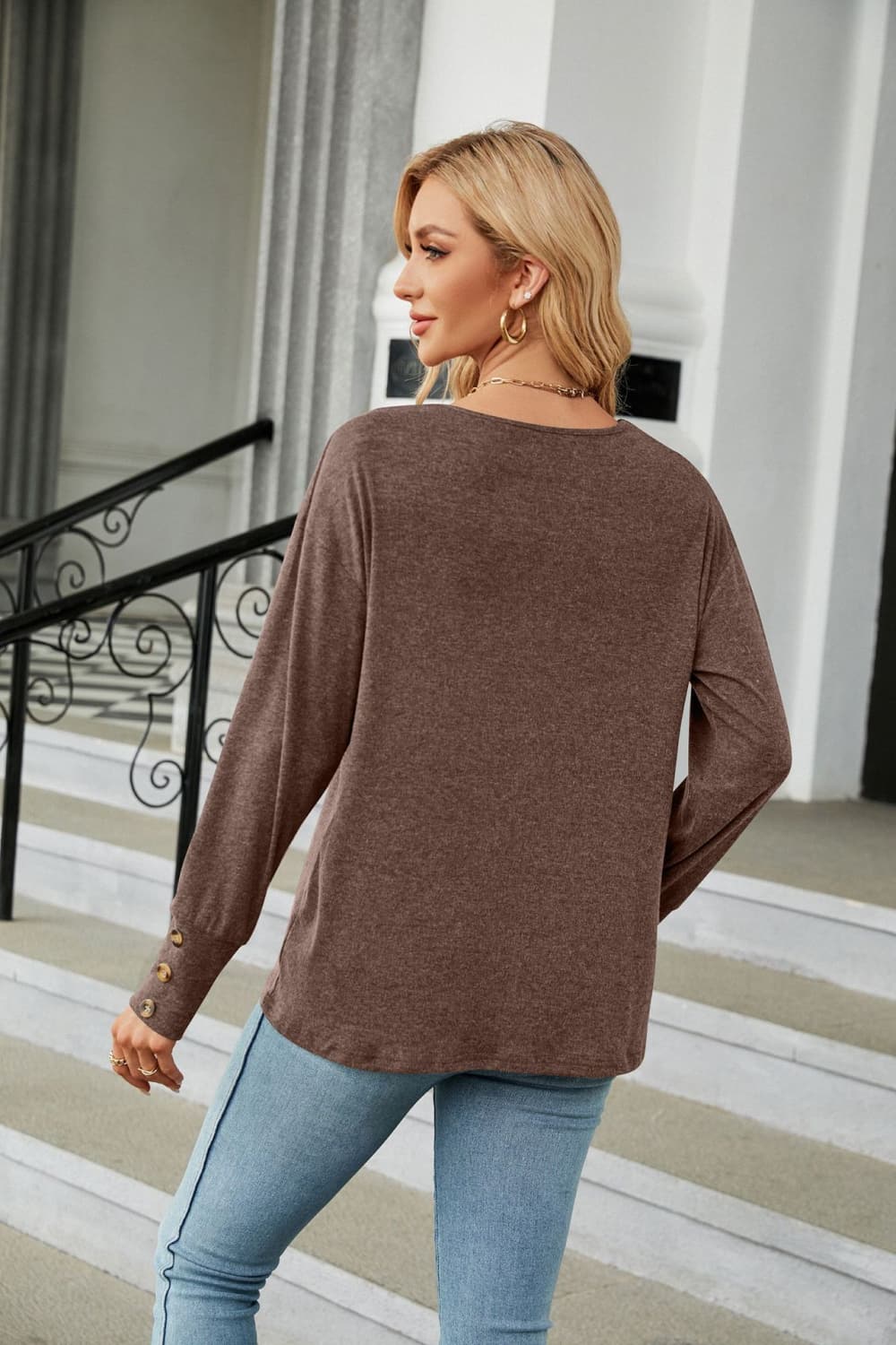 V-Neck Long Sleeve T-Shirt