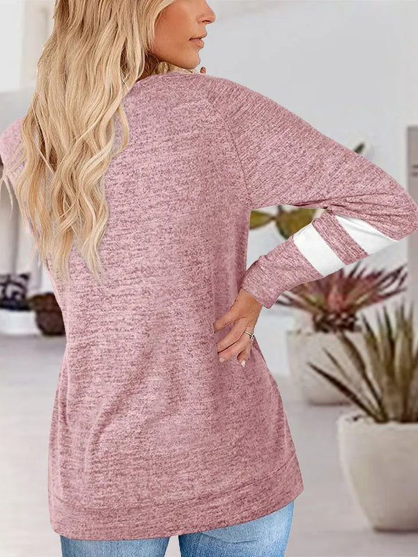 Striped V-Neck Raglan Sleeve T-Shirt