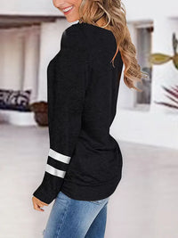 Striped V-Neck Raglan Sleeve T-Shirt