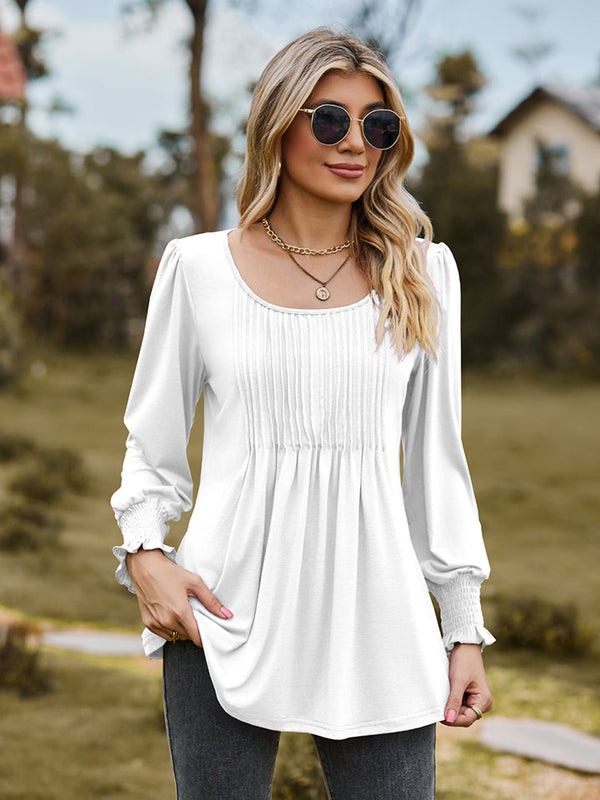 Puff Sleeve Pleated Blouse