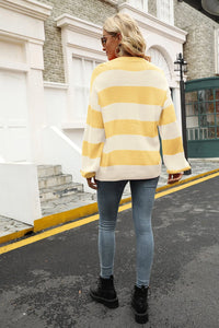 Striped Balloon Sleeve Knit Pullover